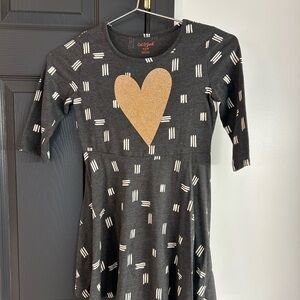 Cat & Jack Black and Gold Heart Kids Dress